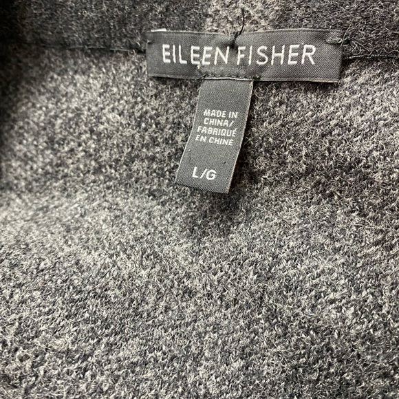 Eileen Fisher Open Gray Wool Cardigan Size Large Pockets - Picture 2 of 5